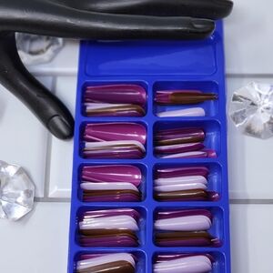 Purple and Brown Press-On Nails Set